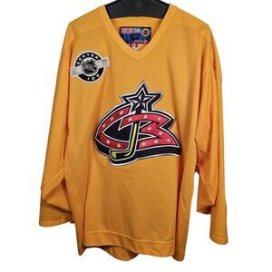 VTG CCM NHL Center Ice Columbus Blue Jackets Practice Jersey Yellow Large EUC